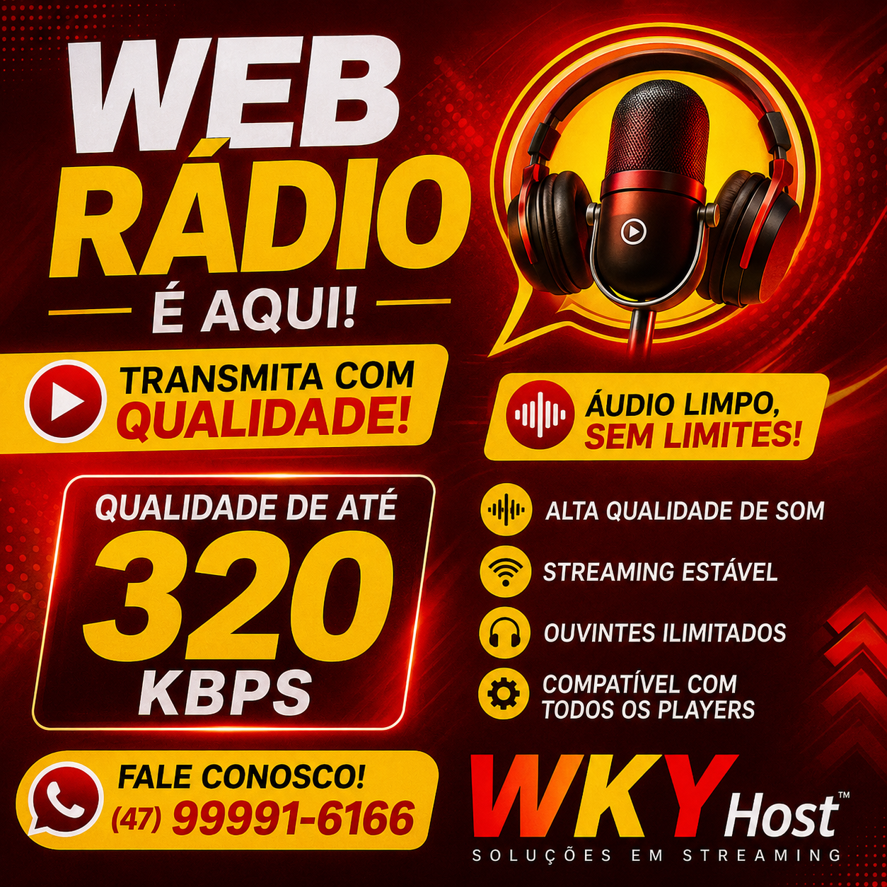 Banner para divulgação Wky Host