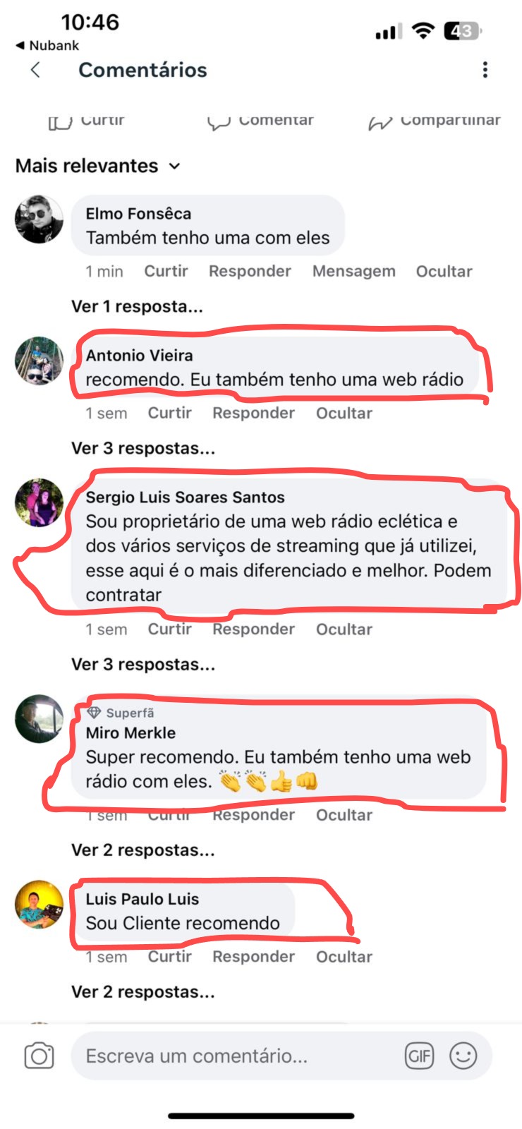 Depoimento de cliente